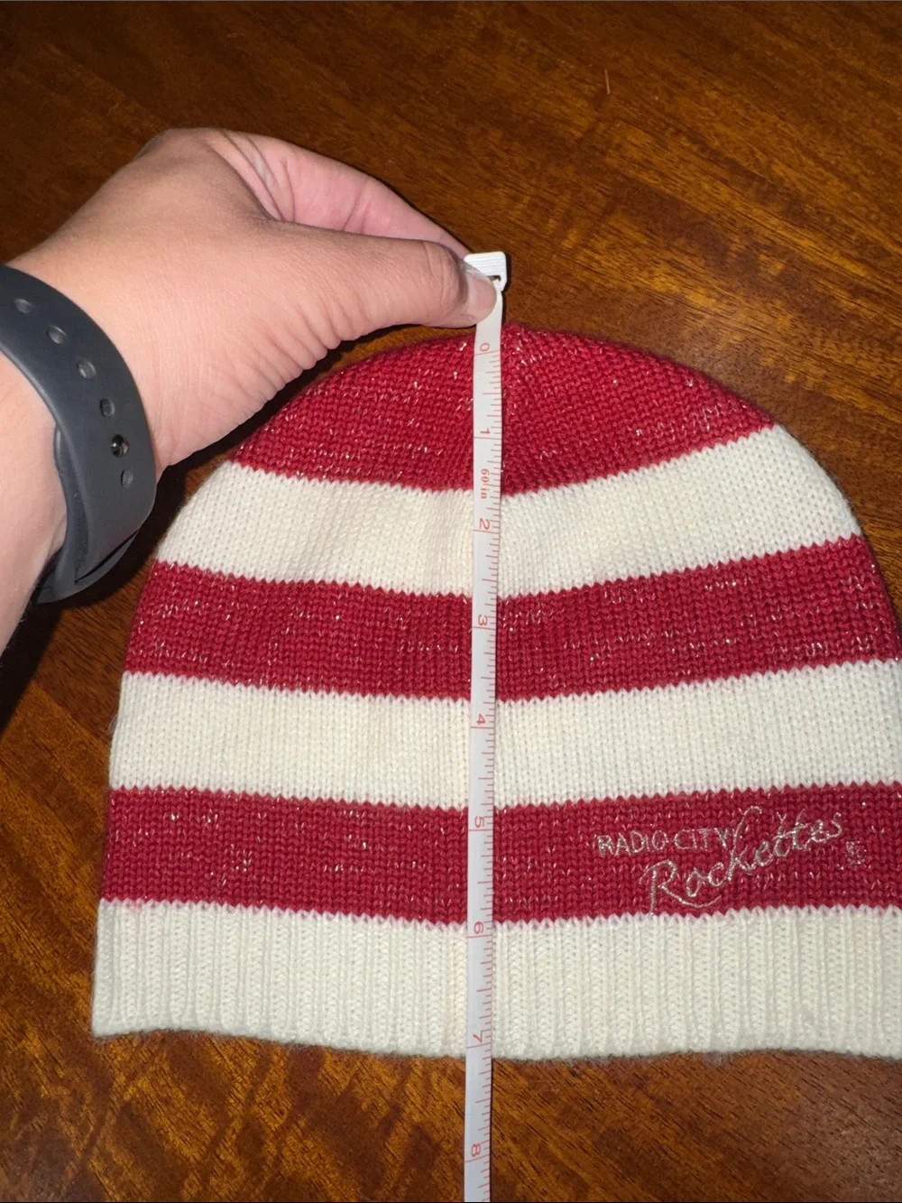 Y2K Radio City Music Hall Radio City Rockettes Red & White Striped Beanie